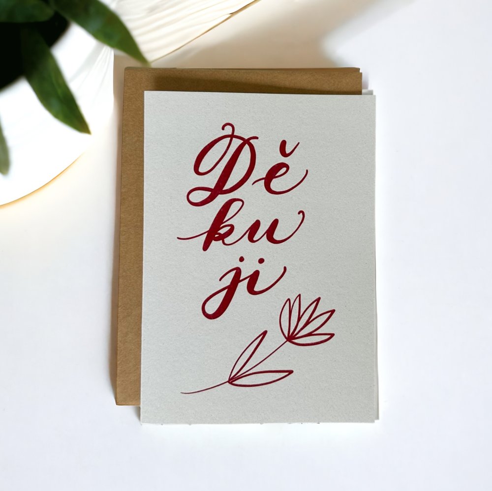 Přání Děkuji - červené